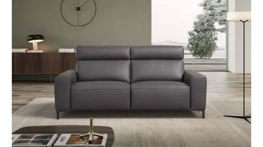 Pesaro divano 3 posti relax in pelle grigia