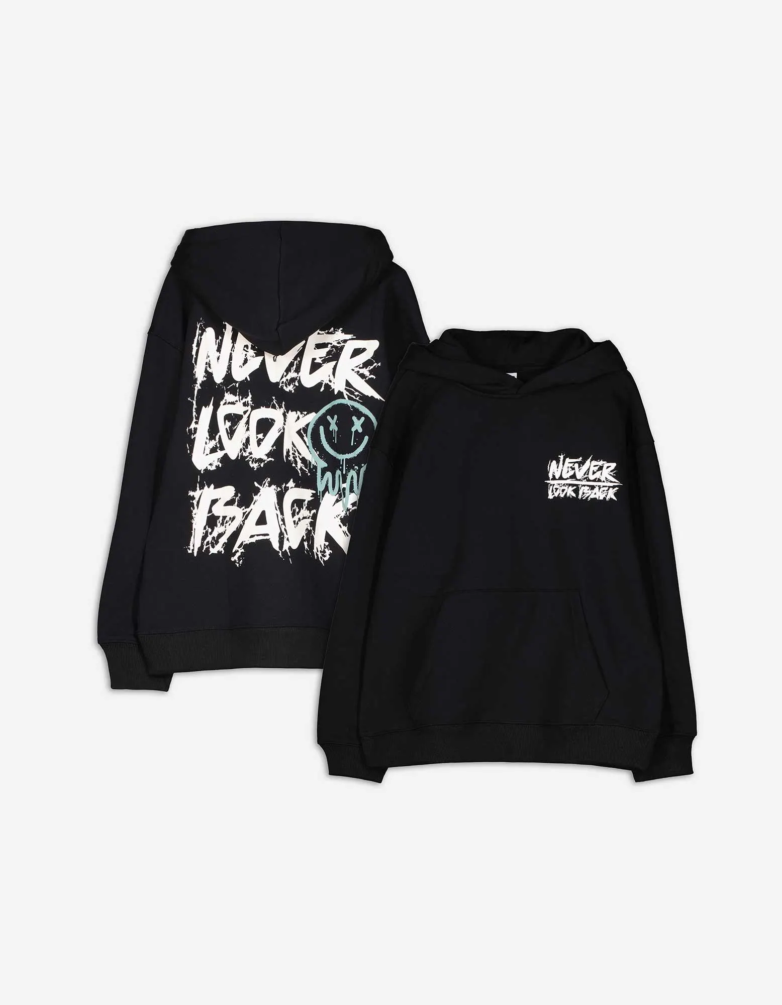 Felpa con cappuccio - Impronta sul retro - nero