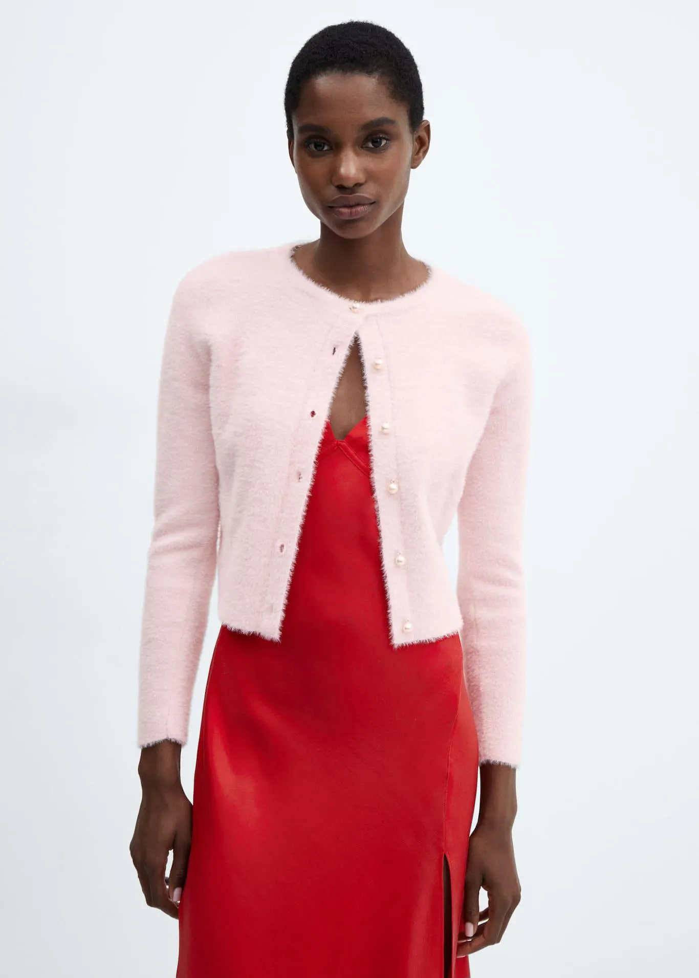 Cardigan maglia effetto pelliccia