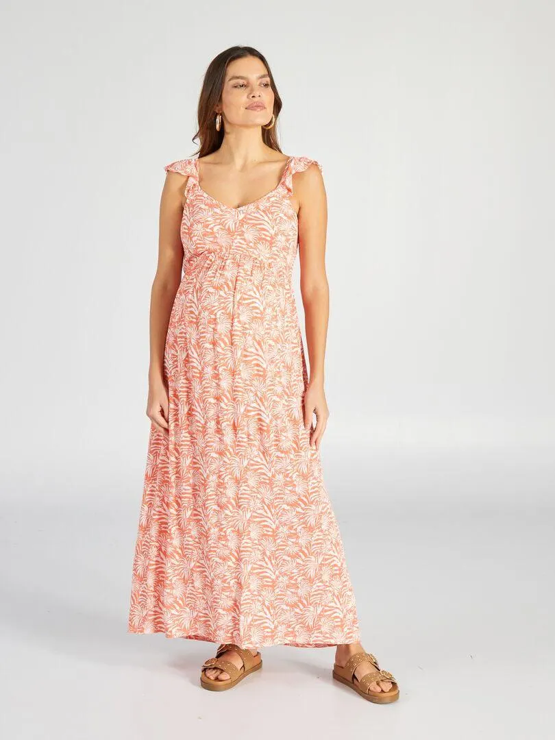 Vestito premaman lungo e morbido - ARANCIONE