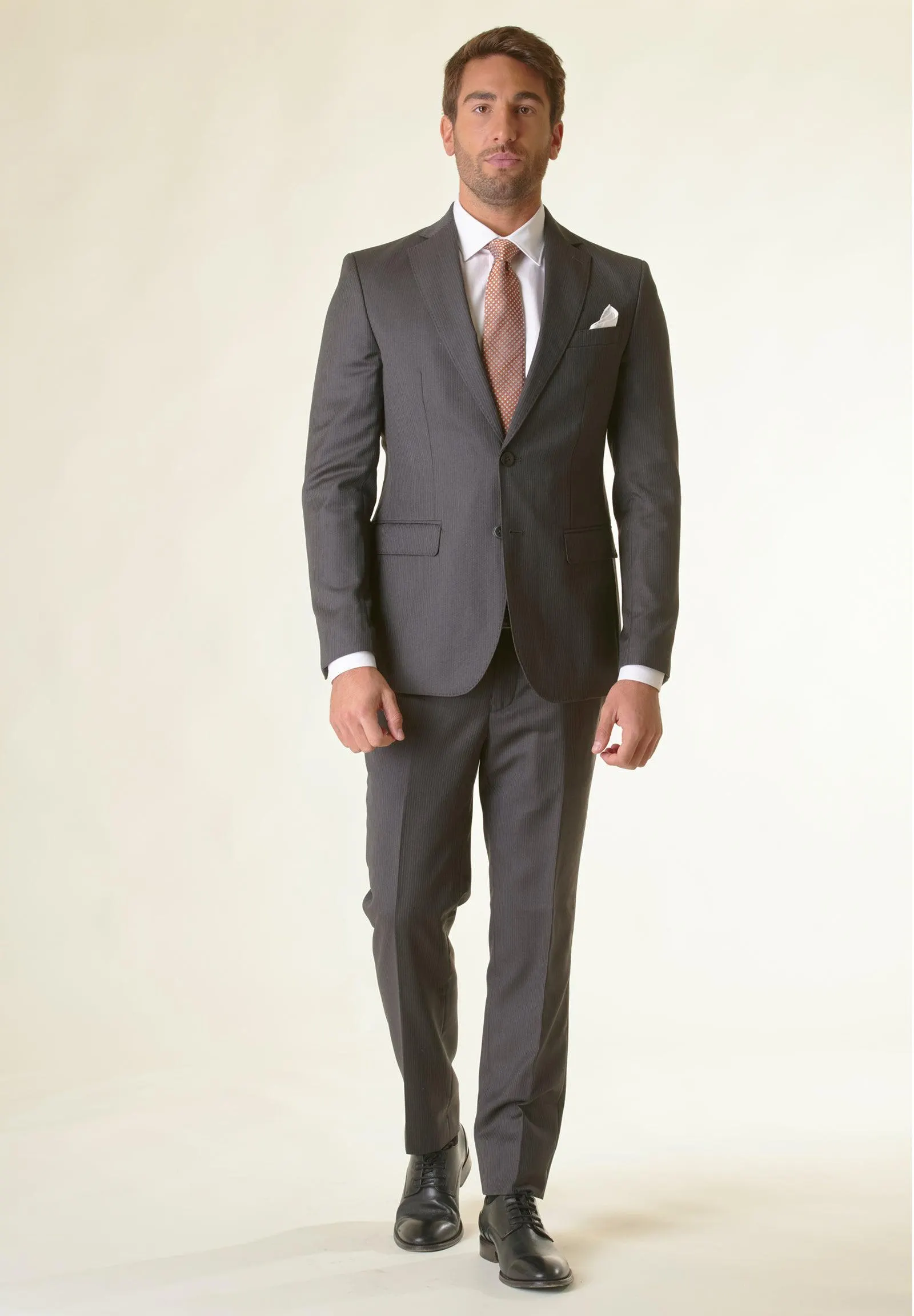 Abito antracite gessato lana custom fit