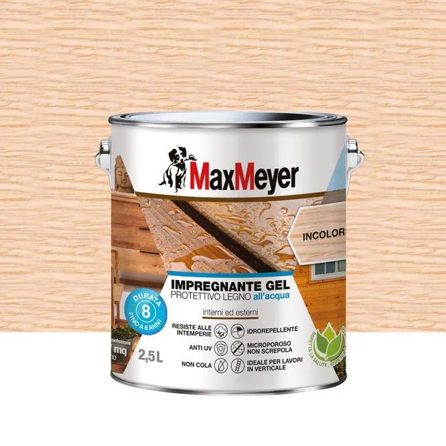 Impregnante per legno da esterno a base acqua MAXMEYER trasparente, 2.5 lt Vedi i dettagli del prodotto