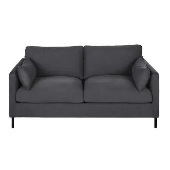 Julian - Divano trasformabile a 2/3 posti in cotone e lino grigio ardesia con gambe in metallo, materasso 10 cm