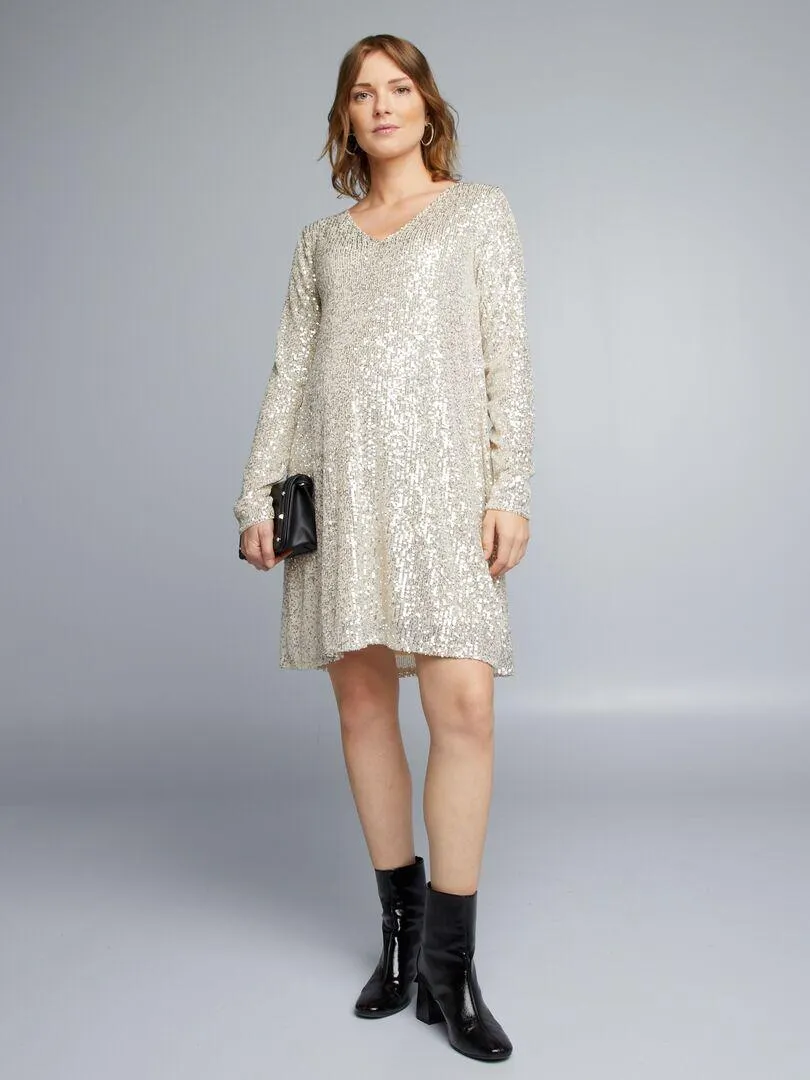 Vestito premaman con paillettes - GIALLO