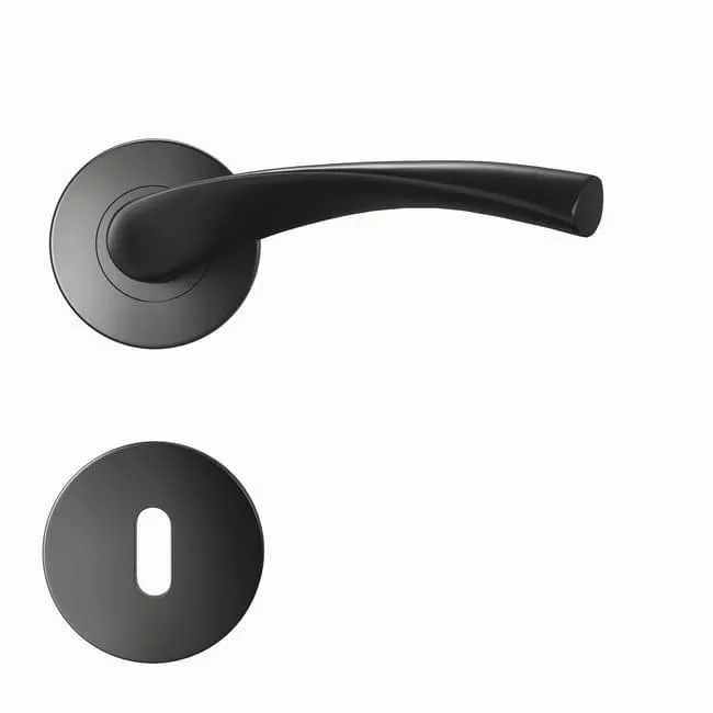Maniglia su rosetta con bocchetta tonda INSPIRE Arosa in alluminio nero opaco, 2 pezzi