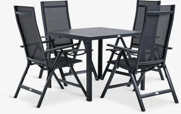 Tavolo MADERUP L90 cm + 4 Sedie LOMMA nero