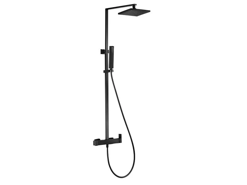 Colonna Doccia Erika con Soffione Quadrato Nero Opaco
