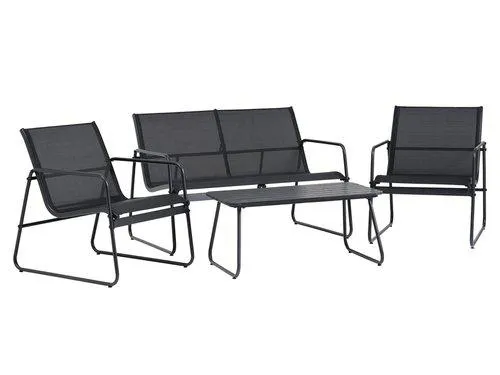 Set lounge ULKENSDAL 4 posti nero