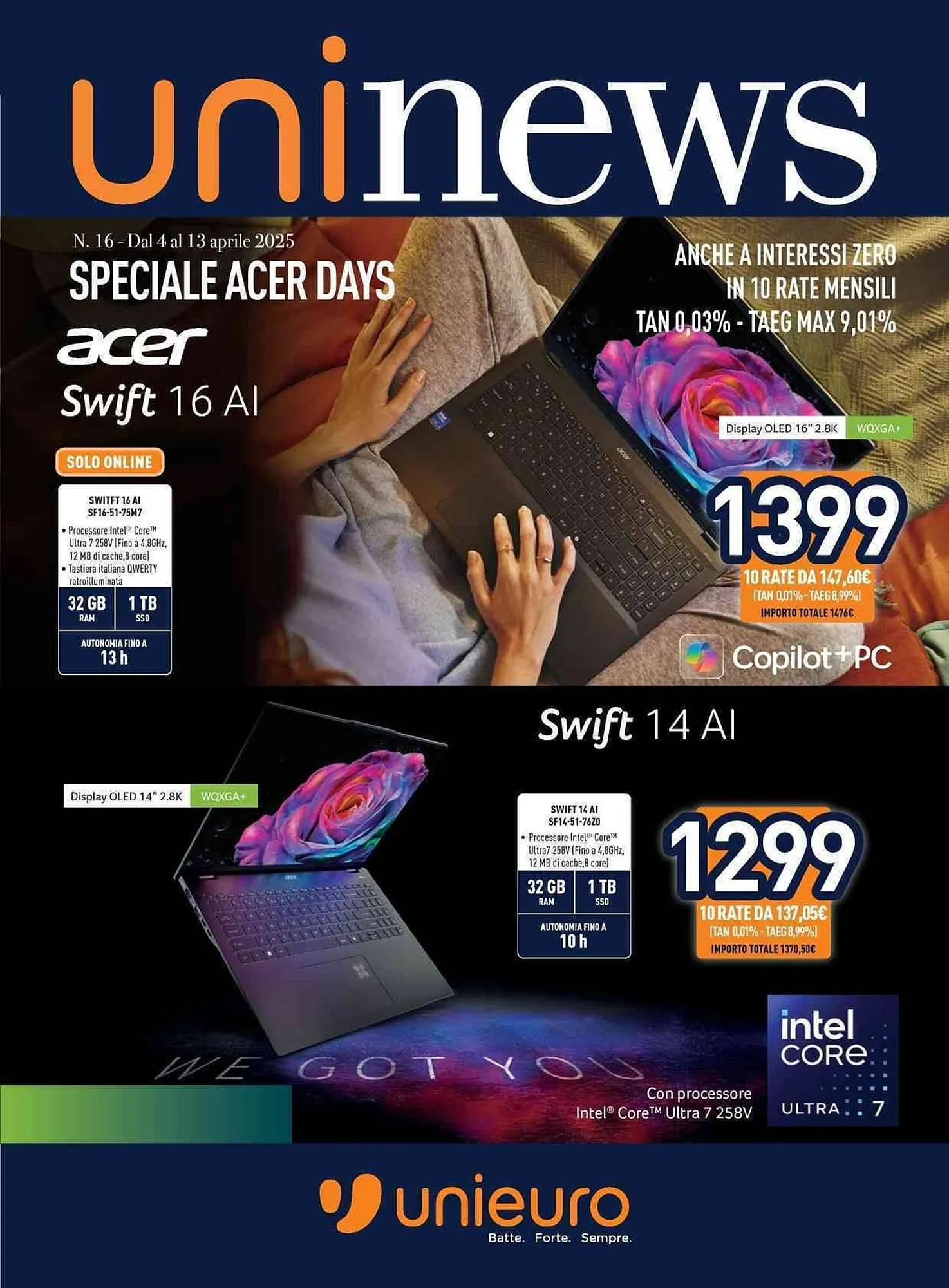 Volantino Unieuro da 4 aprile a 13 aprile di 2025 - Pagina del volantino 1