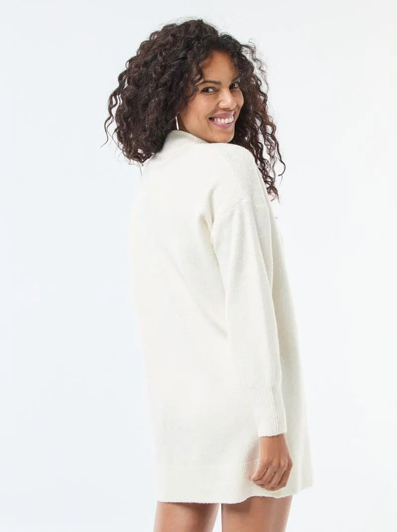 Abito a maglia con bottoni decorativi - Bianco