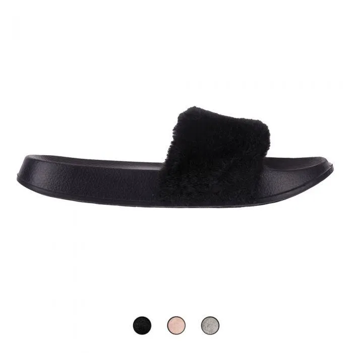Ciabatte in ecopelliccia suola in eva, Piuma