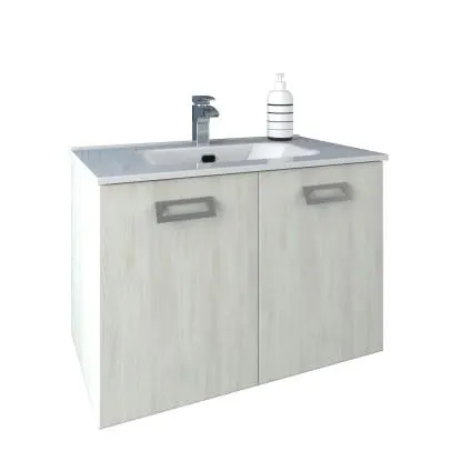 Mobile bagno base sospesa con lavabo integrato Fantast 80x46x55 cm larice bianco