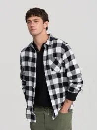 Camicia in flanella a quadri con tasca Var bianco ottico