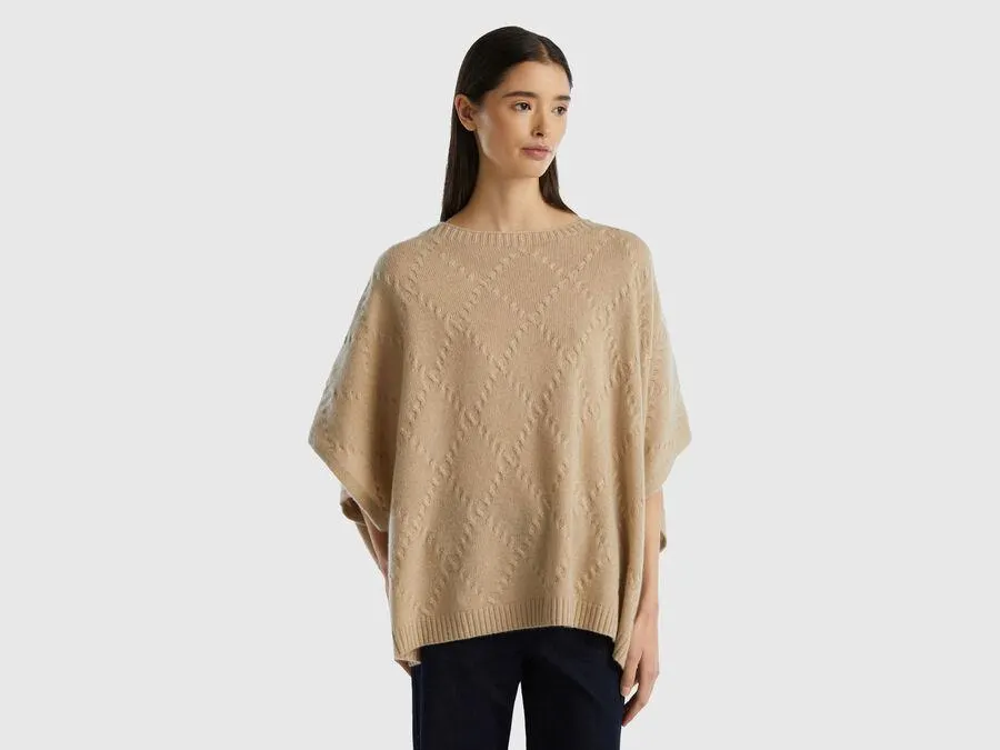 Mantella a losanghe in puro cashmere