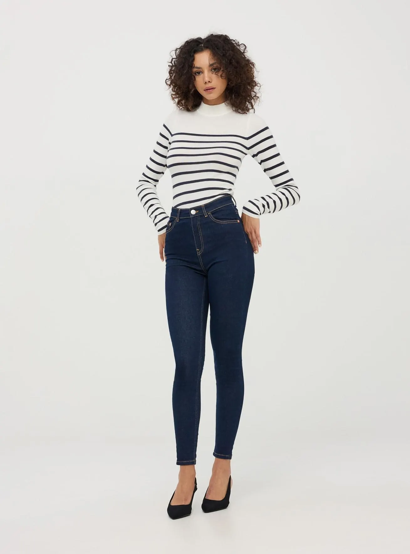 Jeans skinny a vita alta Blu denim scuro