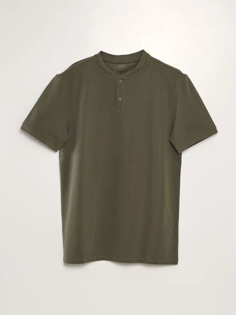 Polo de piqué de algodón liso - KAKI