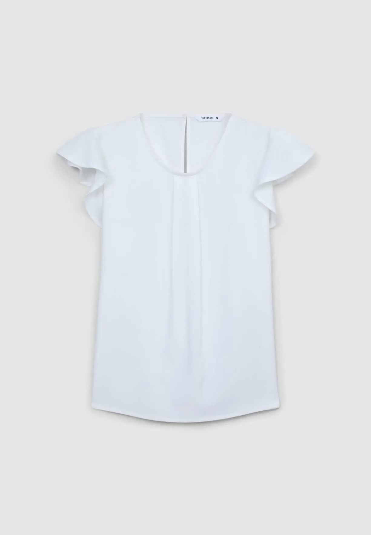 Blusa tinta unita a maniche corte Bianco lana