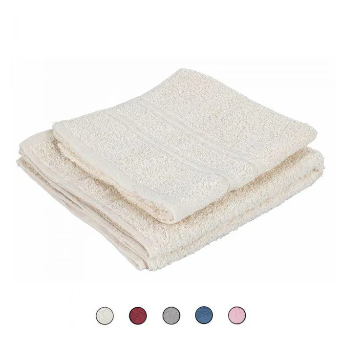 Set 2 asciugamani viso e ospite in cotone 100%