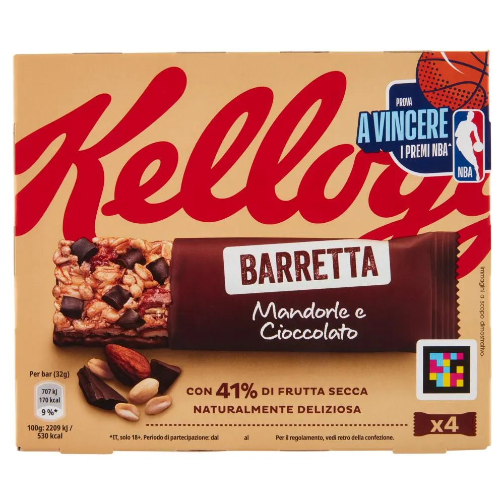 Kellogg's Barretta Mandorle e Cioccolato 4 x 32 g