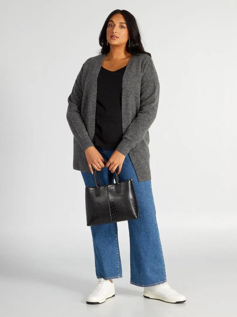 T-shirt in jersey con scollo tondo - Nero