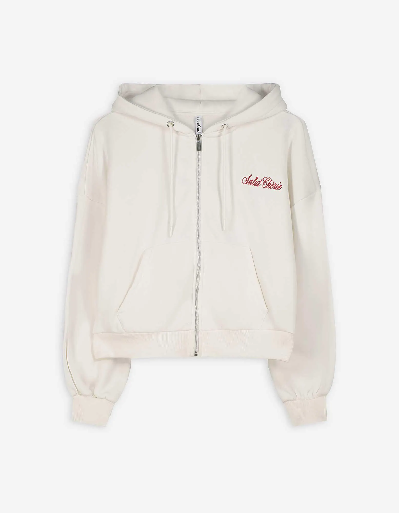 Felpa aperta - Cappuccio con coulisse - bianco