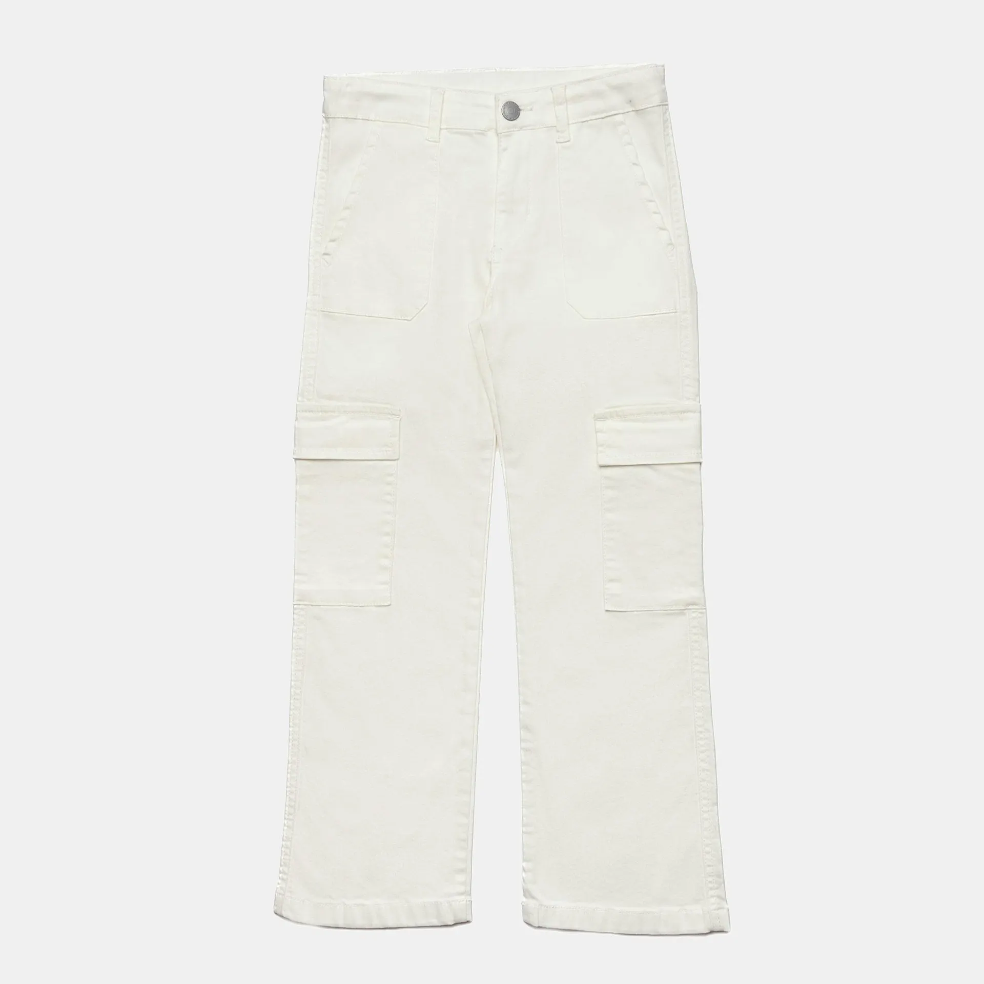 Pantalone in tela di cotone da Bambina, BIANCO