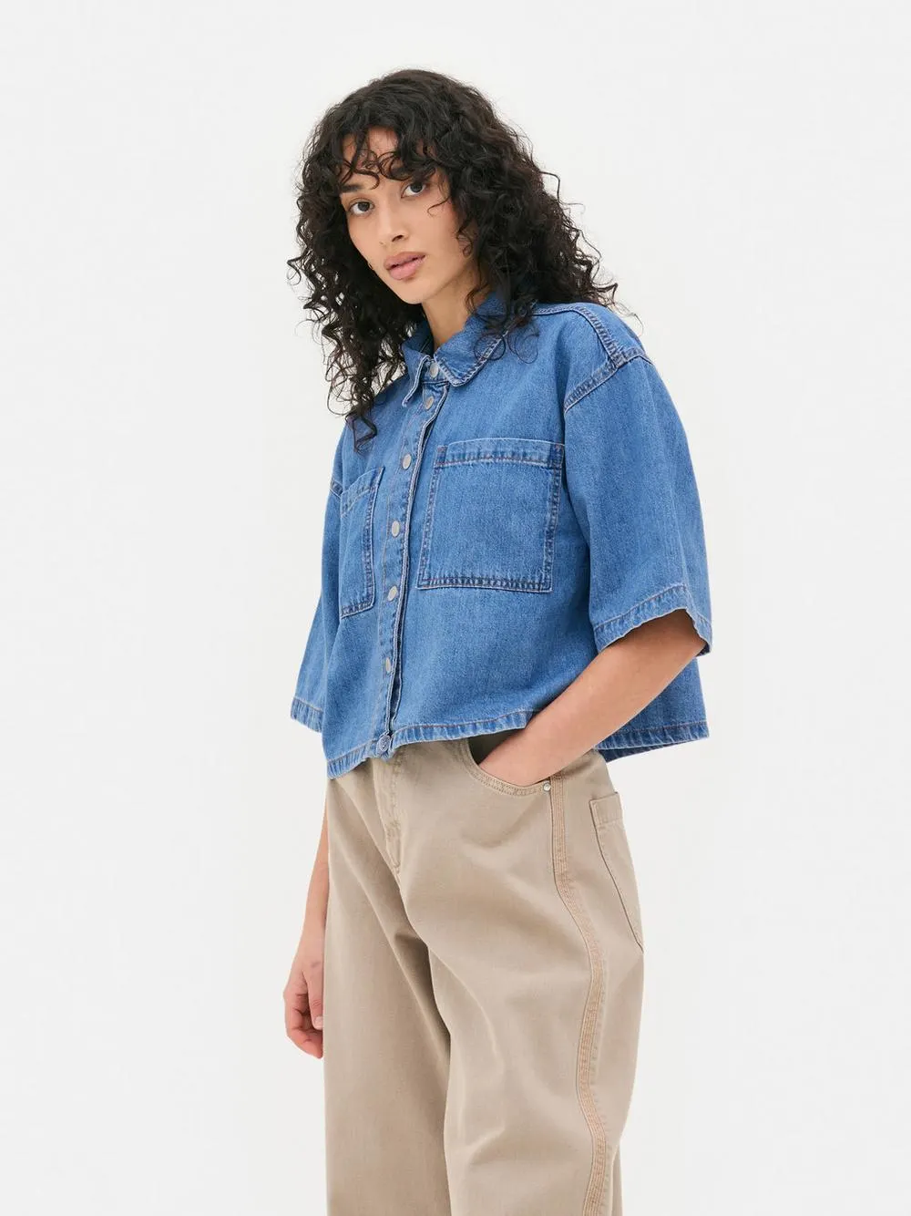 Camicia corta in denim