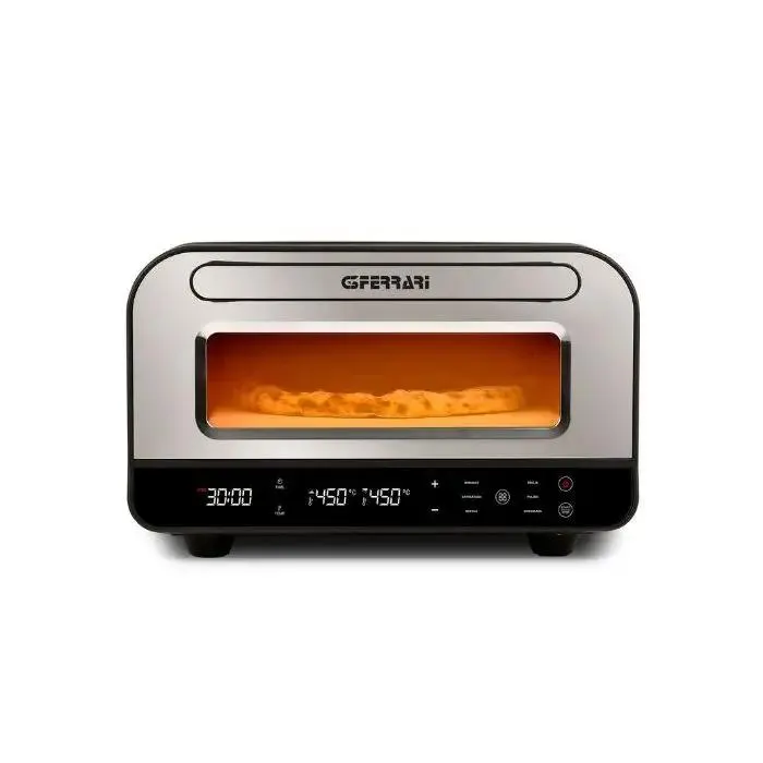 G3 ferrari g10204 pizza pro 2 minuti, 1700 w, raggiunge fino 450°c, pareti fredde,cottura in 2 minuti, display digitale con 6 programmi, pietra refrattaria, accessori e ricettario inclusi, g