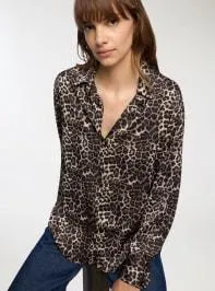 Camicia ampia con stampa animalier Var nero