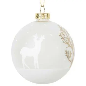 FORÊT GIVRÉE - Pallina di Natale in vetro bianco opaco con stampa foresta - Lotto di 6