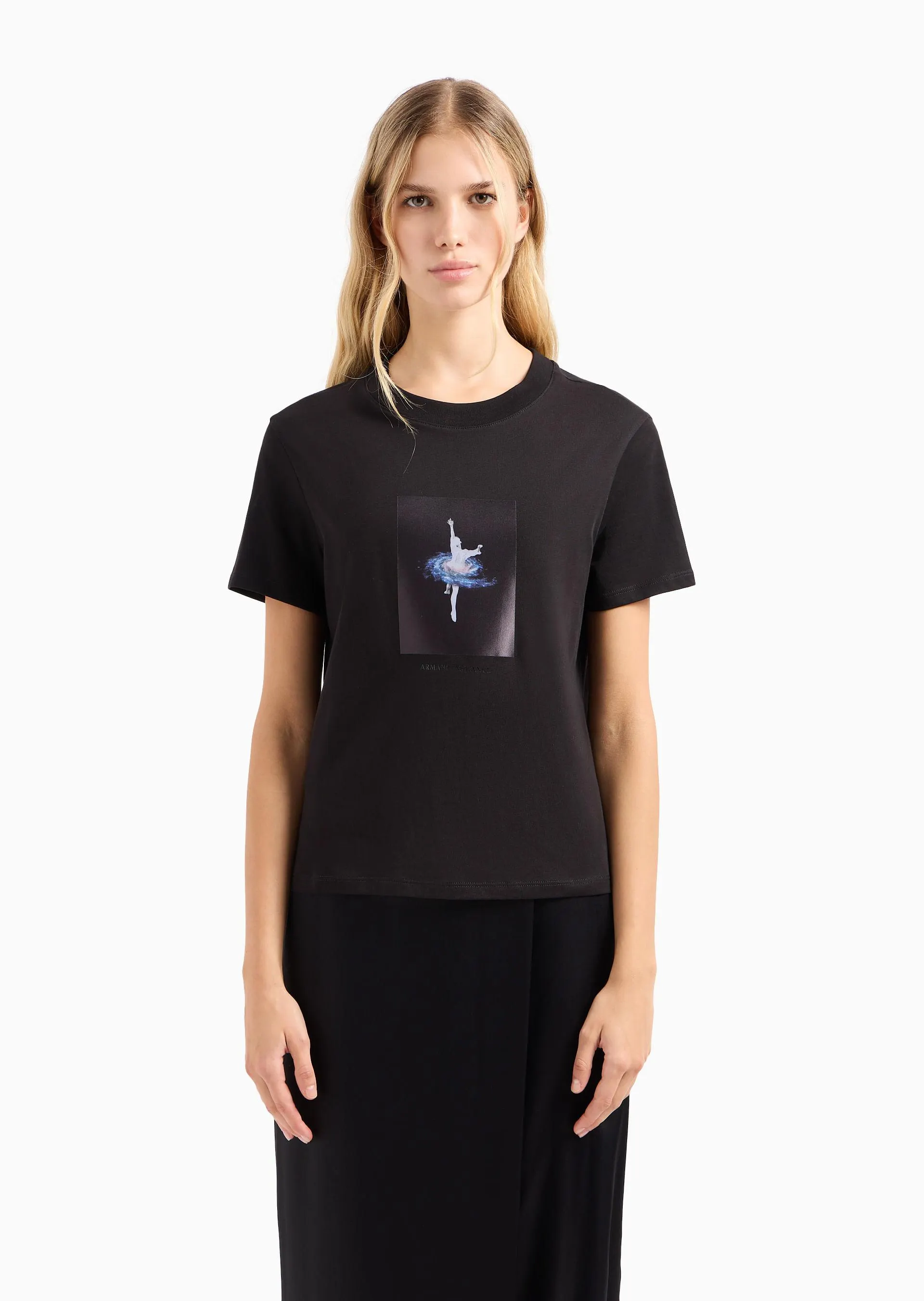 Playera slim fit de jersey de algodón con logo de Armani Sustainability Values