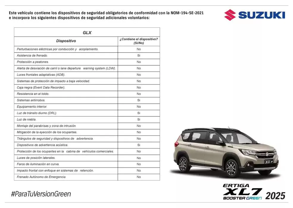 Catálogo de Ficha técnica ERTIGA XL7 BOOSTERGREEN 1 de enero al 31 de diciembre 2025 - Pagina 3