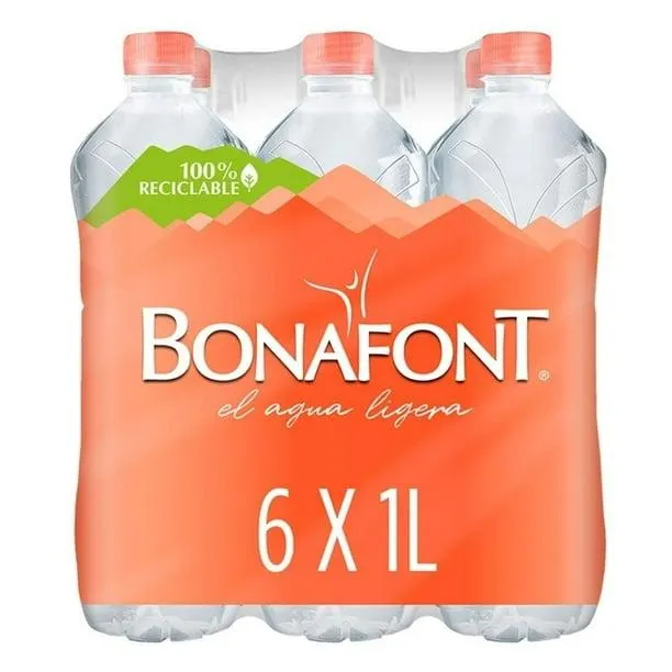 Agua Bonafont natural pack 6 botellas 1 l c/u