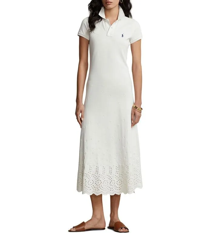 Vestido largo manga corta liso Mujer