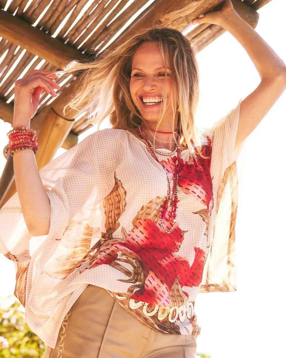 Floral Chiffon Pull-Over Poncho