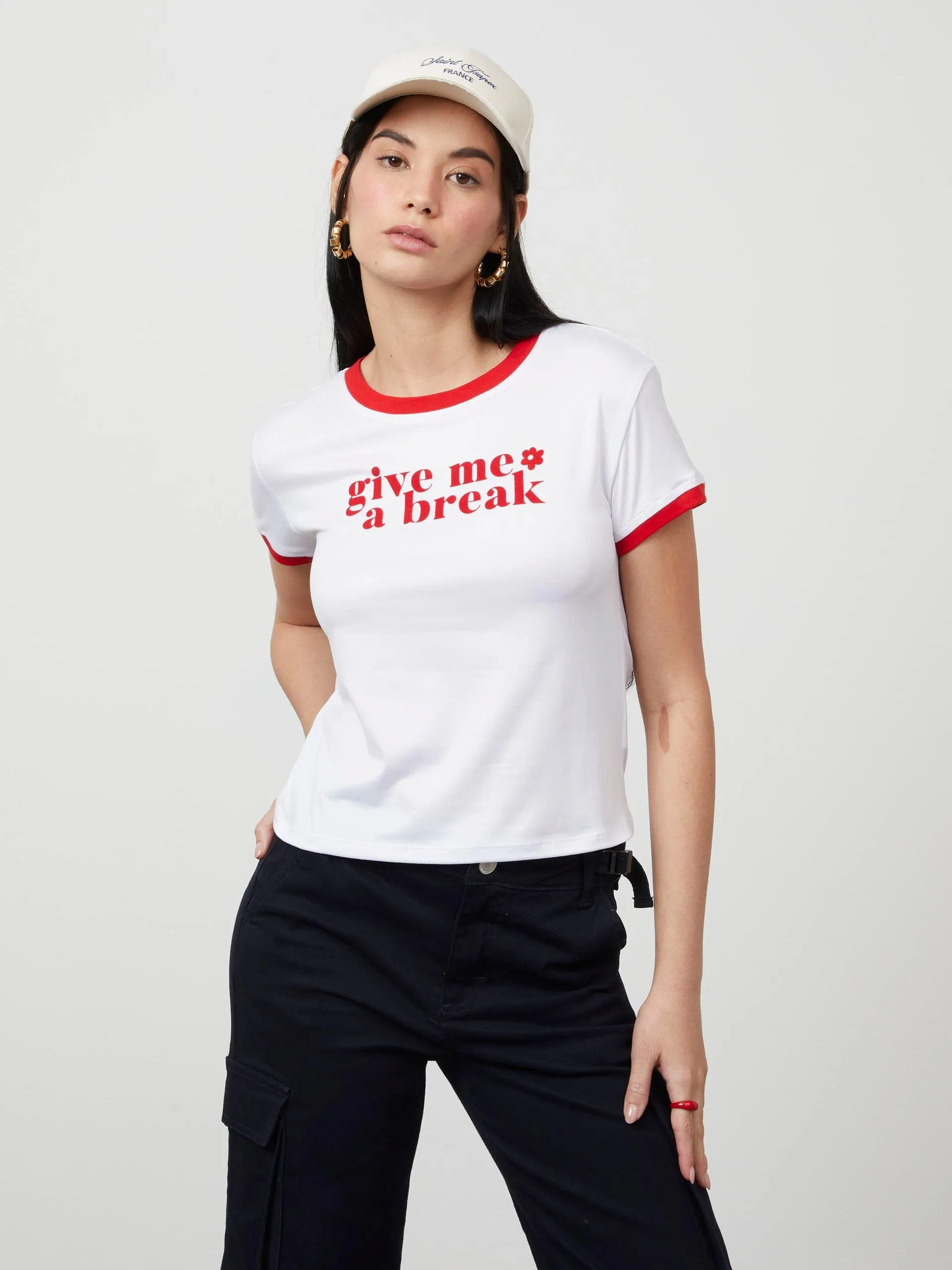 Playera Manga Corta Crop Estampada