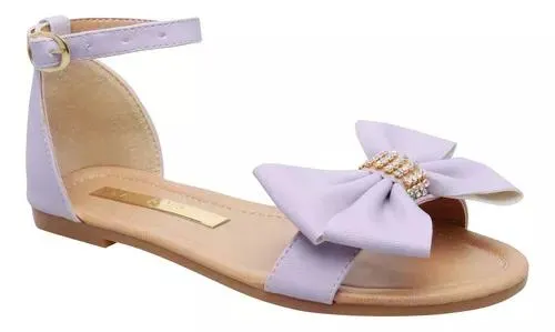 Sandalia De Niña Amarilla Moño Brillo Pulsera Coqueta Fareli