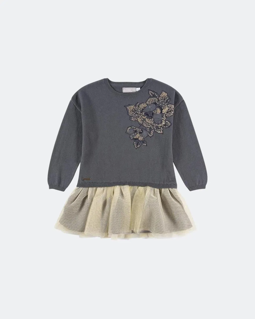 Blusón gris con detalle de flor