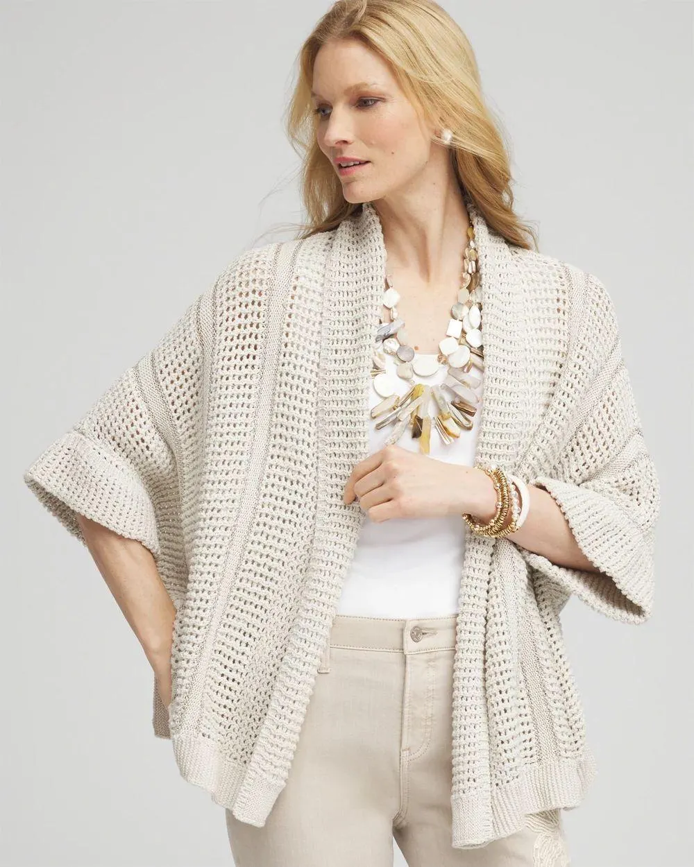 Novelty Knit Cuffed Sequin Ruana