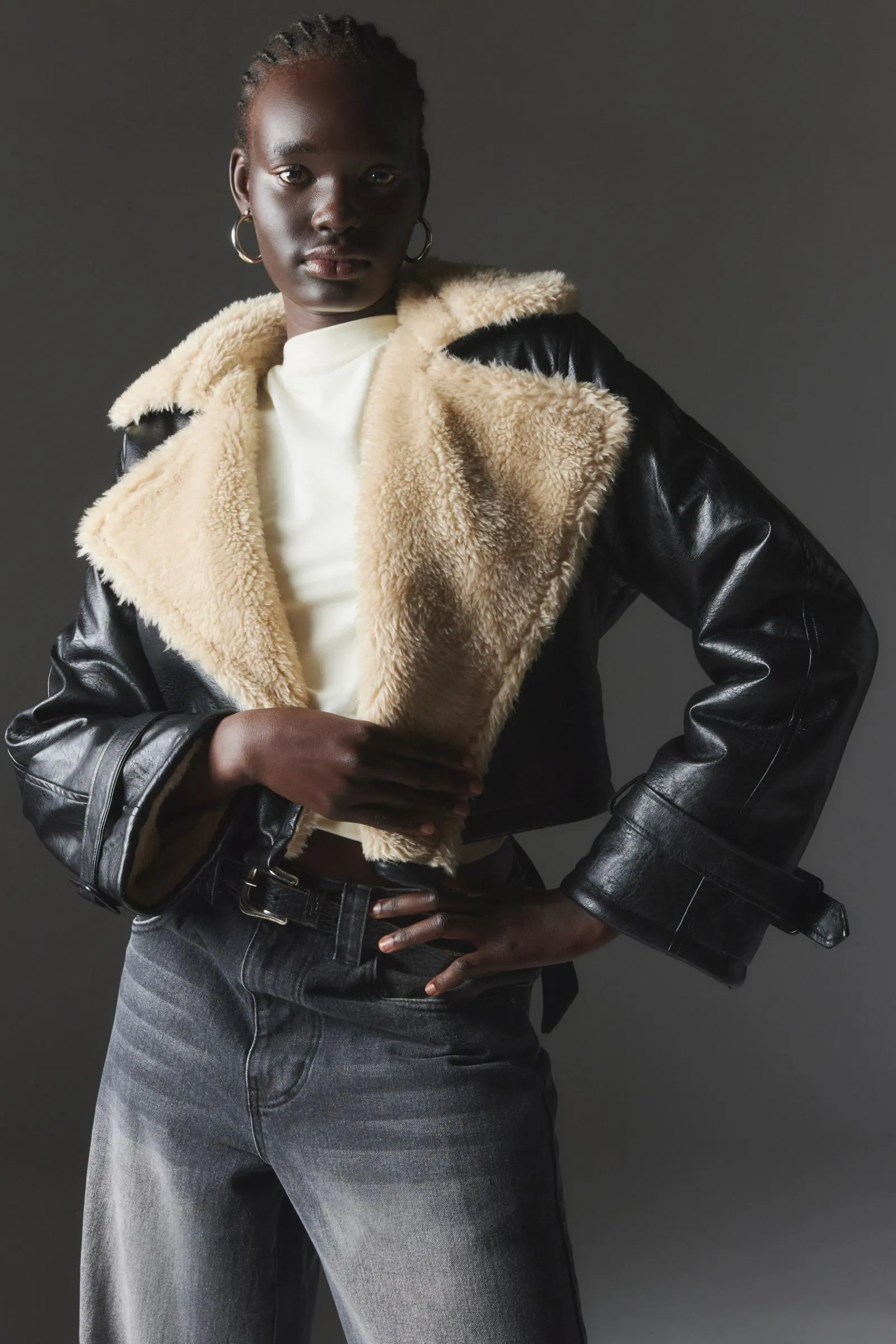 Lioness Off Duty Faux Leather & Faux Fur Jacket