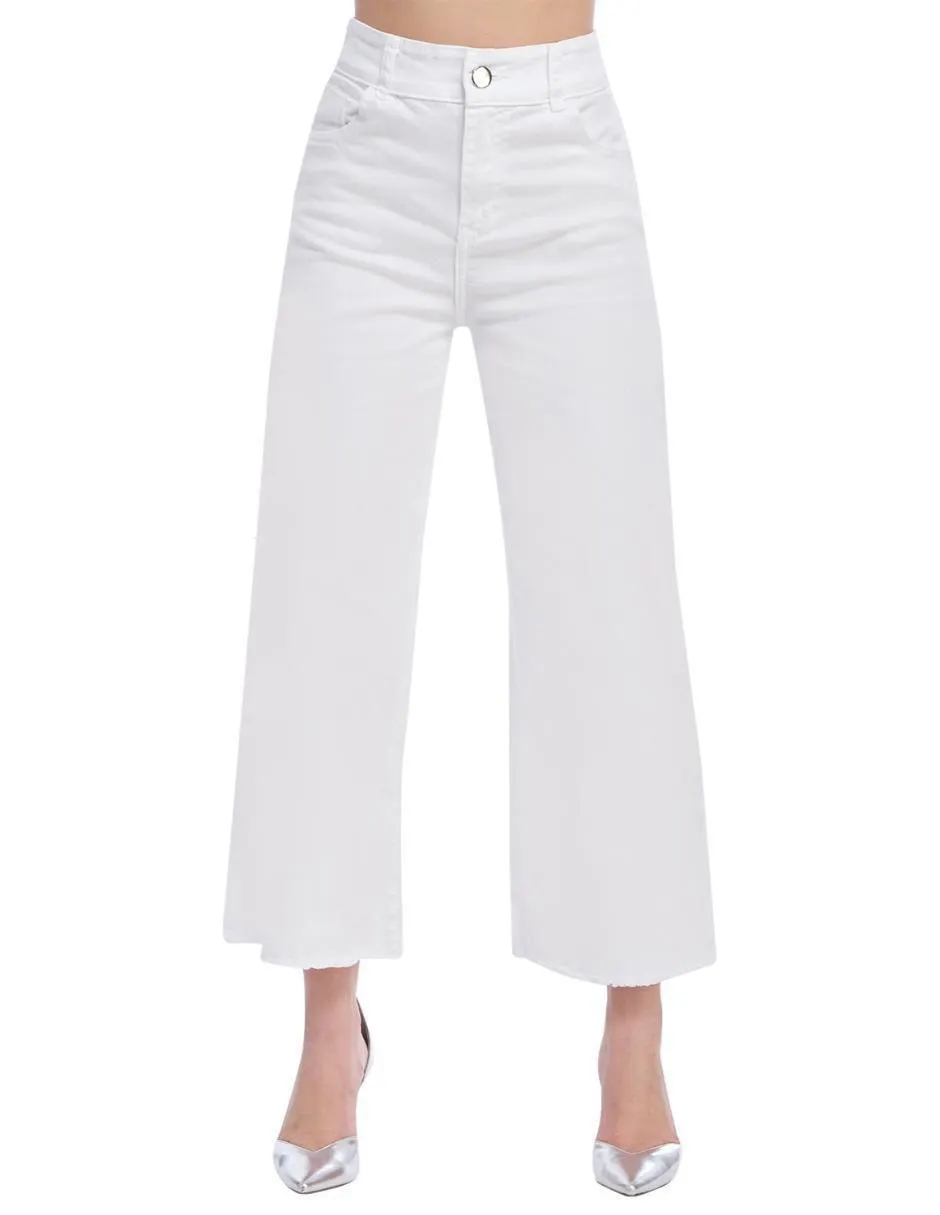 Jeans wide leg Devendi corte cintura alta para mujer