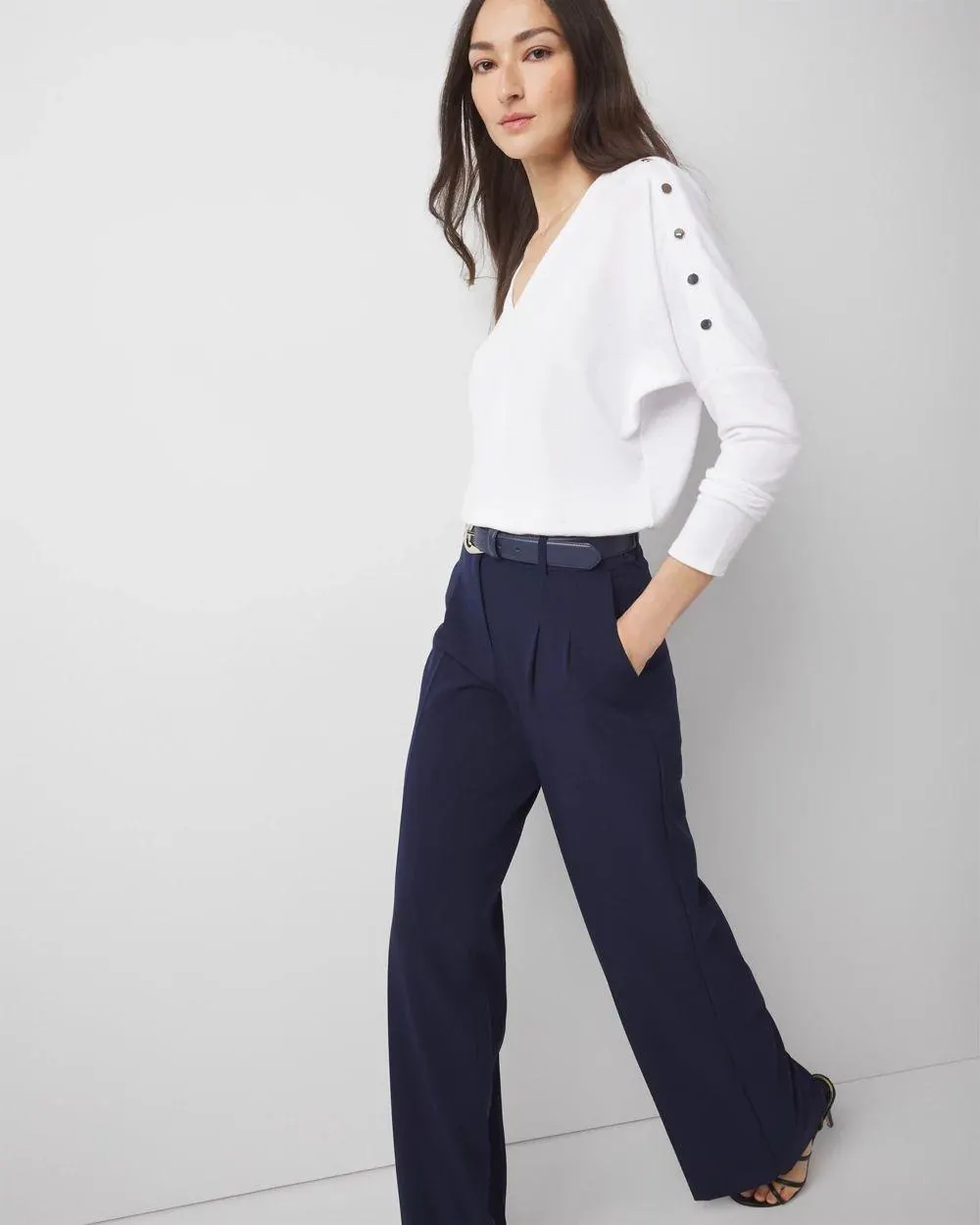 Snap Detail Dolman Sleeve Top