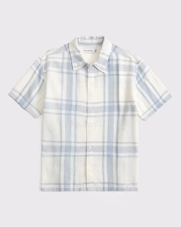 short-sleeve linen-blend shirt