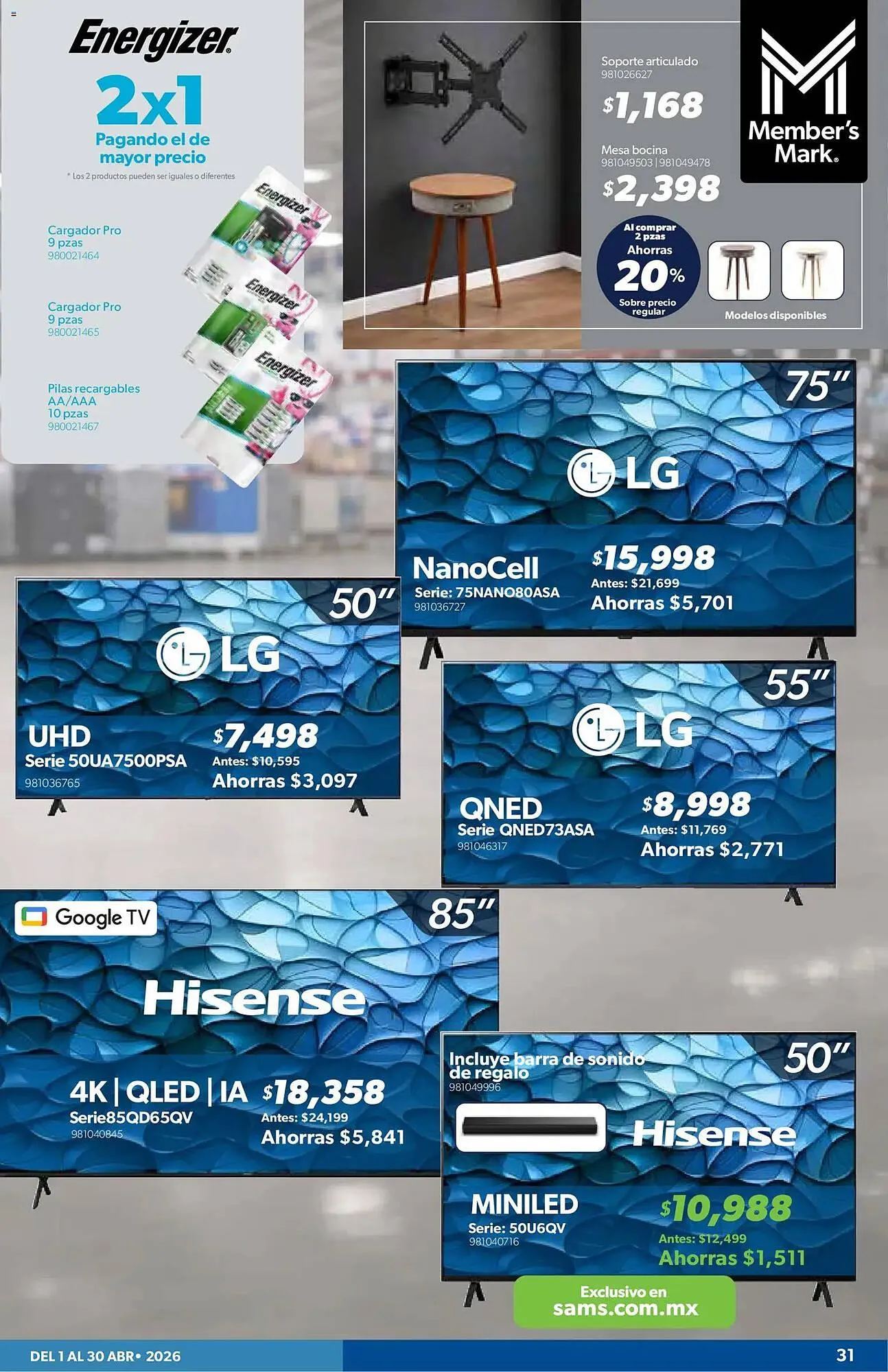 Catálogo de Catálogo Sam's Club 1 de abril al 1 de mayo 2026 - Pagina 31