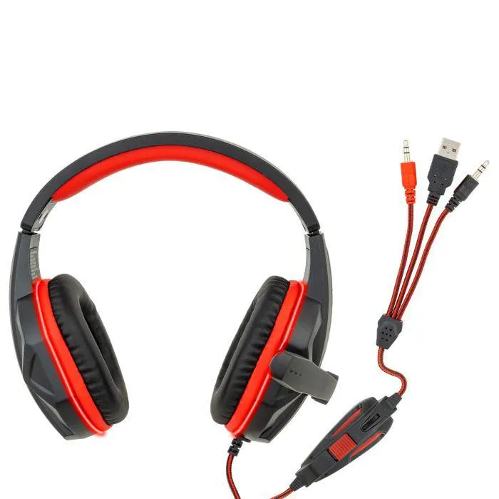 Audífonos gamer alámbricos con iluminación led y micrófono