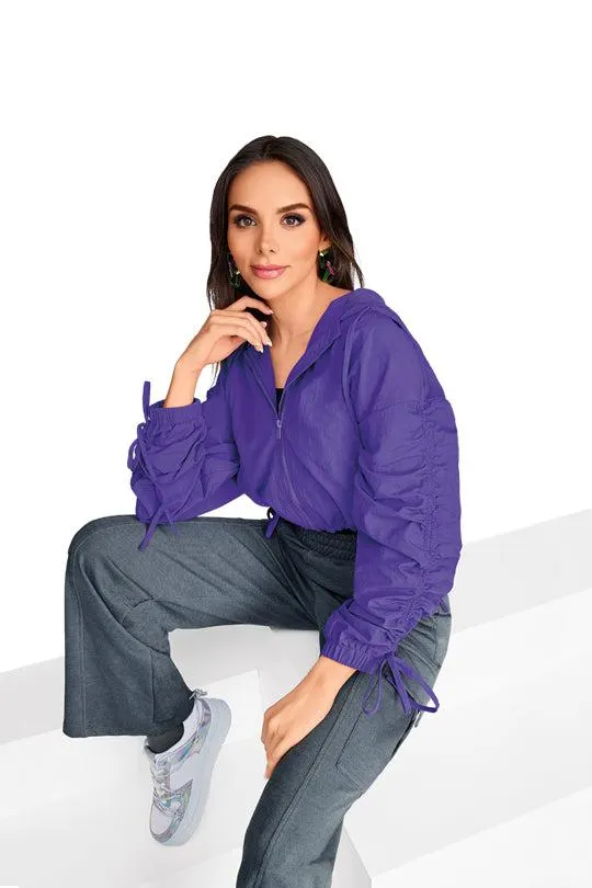 Chamarra morada con manga fruncida 99438