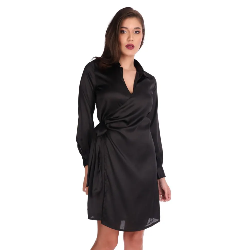 Vestido Satinado Mujer Con Amarre Lateral