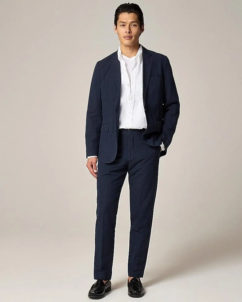 Ludlow Slim-fit unstructured suit jacket in Irish cotton-linen blend