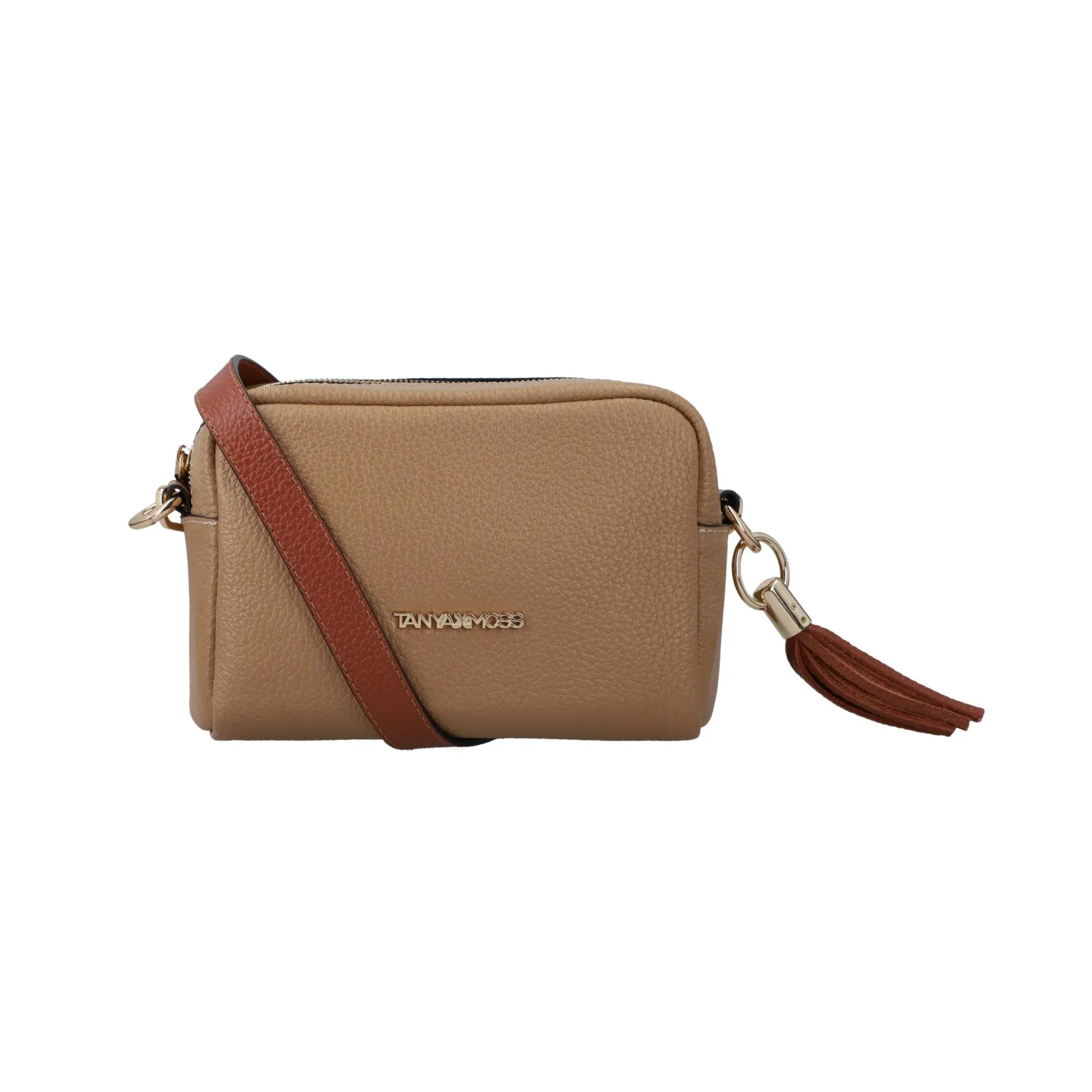 Bolsa crossbody rectangular camel / café