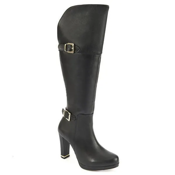 022682 Bota De Piel Alta Con Hebillas